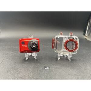 Vivitar DVR 786HD Full Action Camera, red, waterproof case ,Micro SD Card .Used